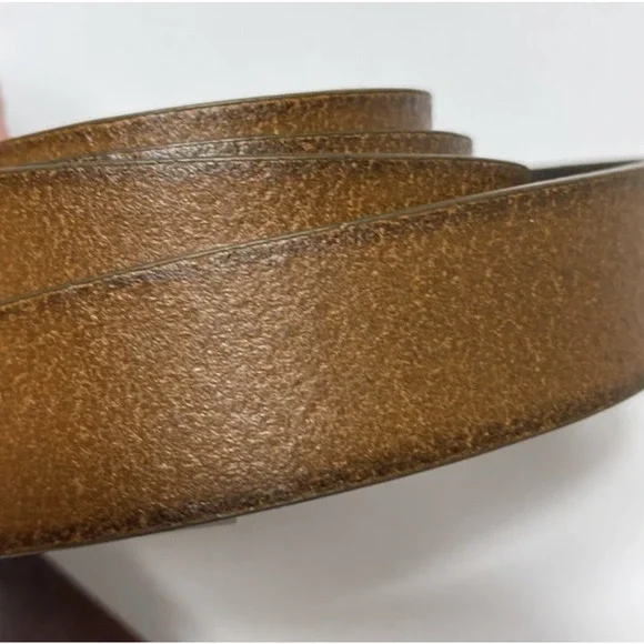 NWT! Frye REVERSIBLE Leather Belt Bronze Gold Buckle Tan Gray Size LARGE 36" - Picture 6 of 8